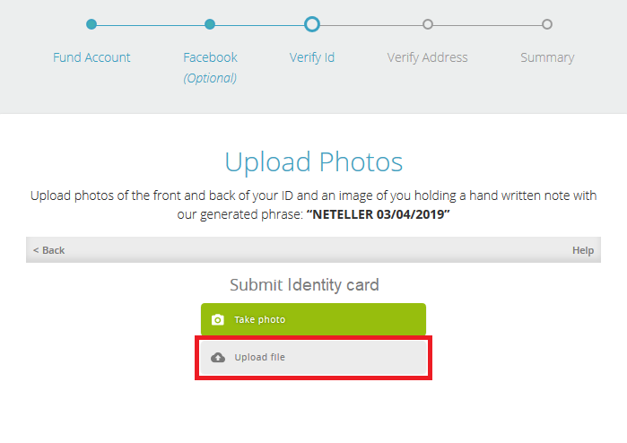 Neteller ID Upload for Verification