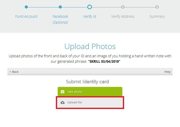 Skrill ID Upload for Verification